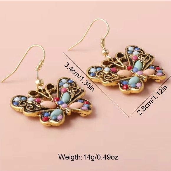 NEW … VINTAGE BUTTERFLY EARRINGS - Picture 4 of 6